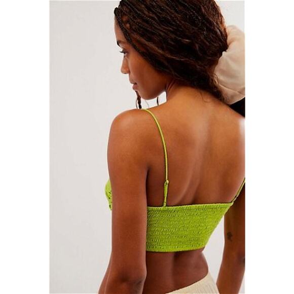 NWT FREE PEOPLE FP One Lyra Crochet Bralette Sz Small Bright Green - Picture 4 of 8